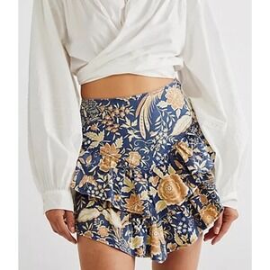 Mother Womens Blue The Ruffle Mini Skirt - Cotton - Accidental‎ Florist Sz 24